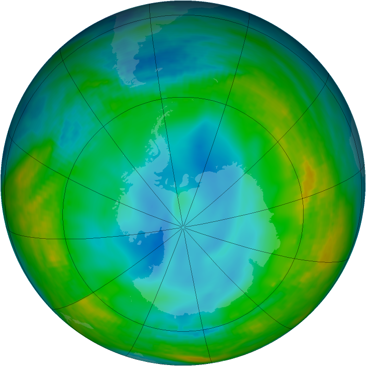 Antarctic ozone map for 06 June 1984